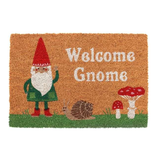 Something Different Welcome Gnome Door Mat - Natural/Red/Green - One Size