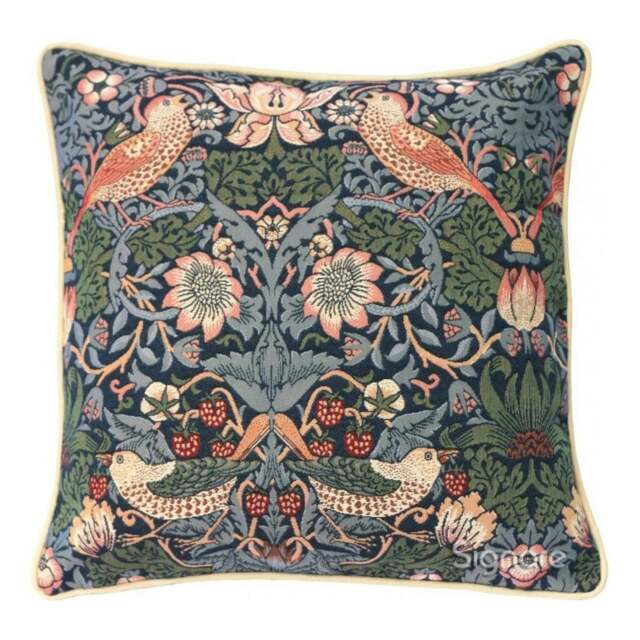 Signare Cushion Cover William Morris Strawberry Thief Blue