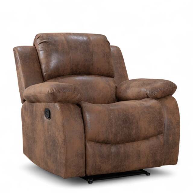 Faux Leather Suede Brown Manual Recliner Chair VALENCIA