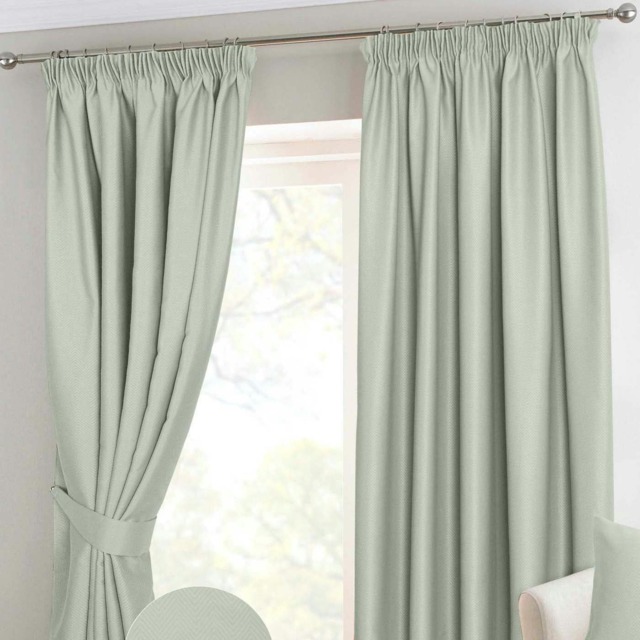 Homescapes Ivory Herringbone Chevron Blackout Curtains Pair Pencil Pleat - 46x72 Inches Cream Ivory