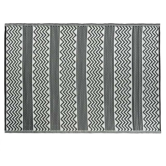 JVL Lightweight Reversible Plastic Woven Outdoor Rug, 120x170cm, ZigZag Black