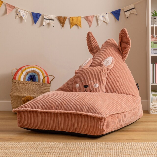 icon Kids Robyn Rabbit Corudroy Lounger Bean Bag, Pink