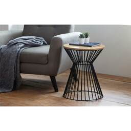 Classic Oak Round Wire Lamp Table Brown Brown