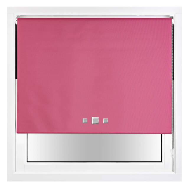 FURNISHED Blackout Roller Blind with Triple Square Eyelets Easy Fit Window Shade Pink Fuchsia (W) 235cm x (L) 165cm