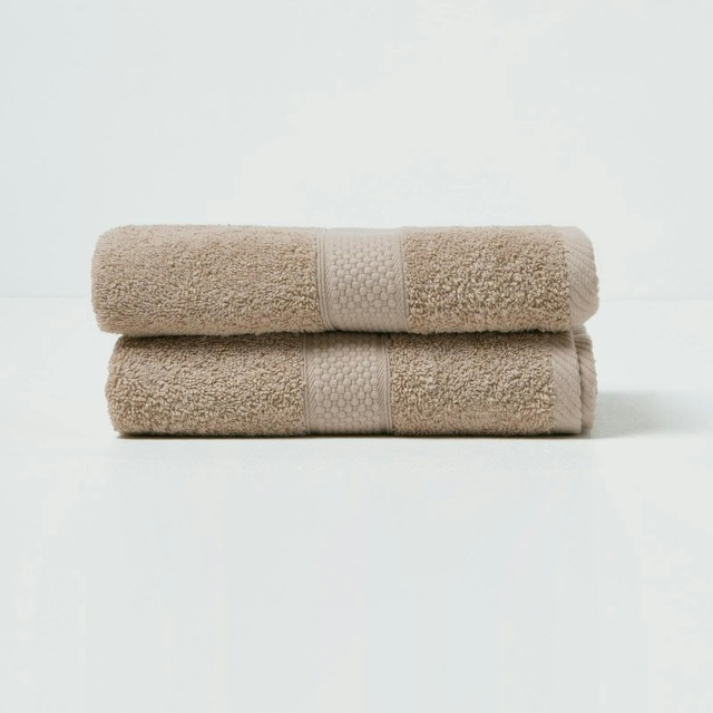 Homescapes Turkish Cotton Hand Towel Set of 2 - Stone Cream Hand towel 2