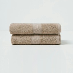 Homescapes Turkish Cotton Hand Towel Set of 2 - Stone Cream Hand towel 2