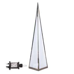 60cm Light up Silver Holographic Christmas Pyramid with 16 Warm White LEDs