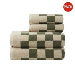Vinga Elba Organic Cotton Towel Set (Pack of 4) - Green - One Size Green One size