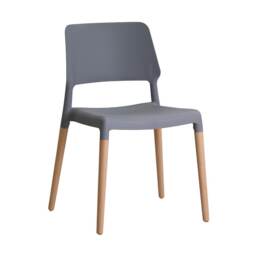 Riva Chair - Plastic/Wood (Set of 2) - L54 x W55 x H81 cm - Grey