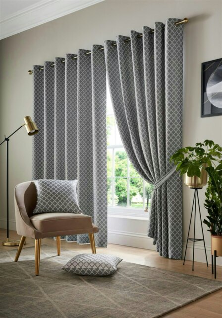 Wold Ring Top Lined Curtains - 168cm x 183cm - Latte
