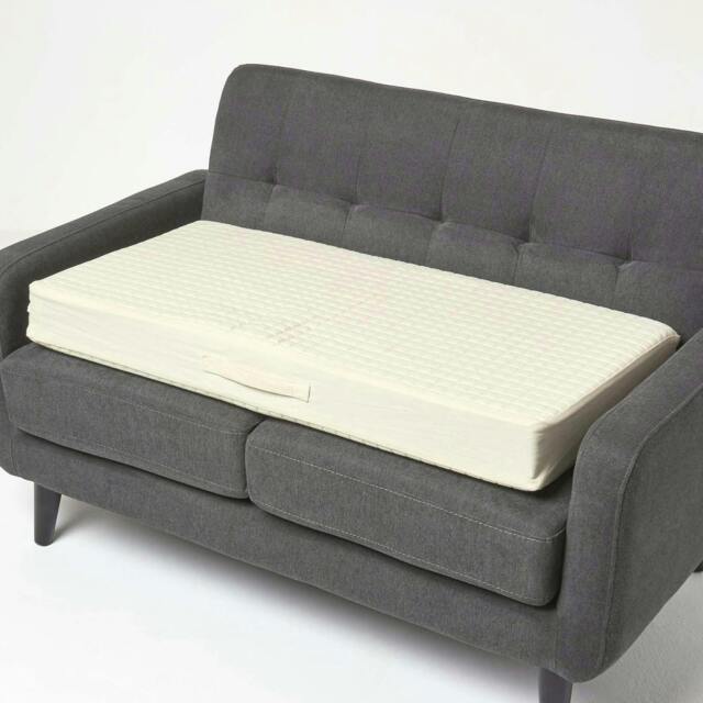 Homescapes Cream Cotton Orthopaedic Foam 2 Seater Booster Cushion Cream Cream 100 x 50 x 10 cm