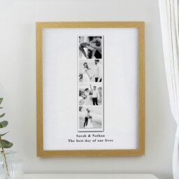 Personalised Photo Upload Strip Oak Poster Frame Brown One Size