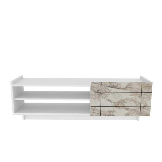 Decorotika Valantina TV Unit for TVs up to 55 inches with Dropdown Cabinet and Open Shelves