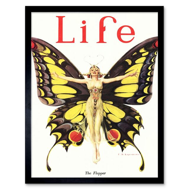 "Magazine 1922 Life Butterfly Flapper Dancer Home Decor 12x16"" Framed Wall Art Print"