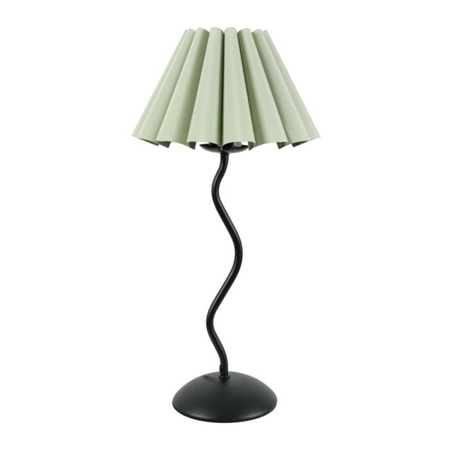 ValueLights Wiggle Black Metal Table Lamp Green Scallop Taper Shade