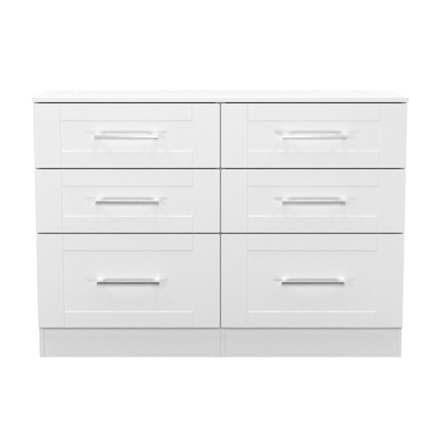 Ripon 6 Drawer Wide Chest of Drawers in White Ash (Ready Assembled) White White Ash