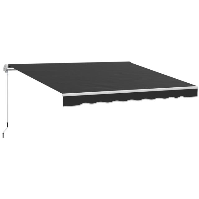 Outsunny Garden Sun Shade Canopy Retractable Awning, 2.5 x 2m Black Black 1