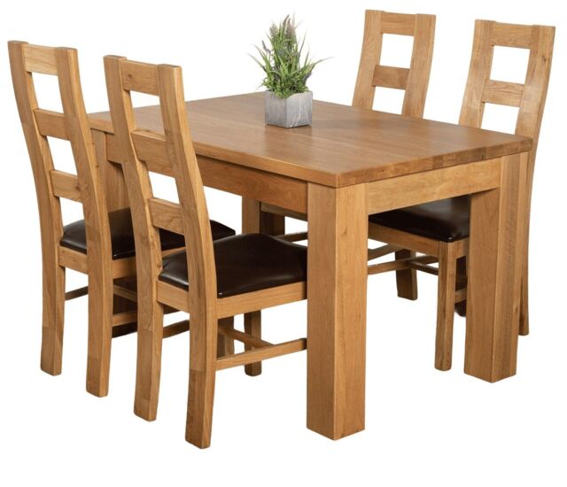 Dakota 127 x 82cm Oak Small Dining Table and 4 Yale Chairs Brown Brown