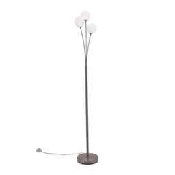 ValueLights Velika Chrome 3 Arm Opaque Globe Floor Lamp Light & Bulbs Silver