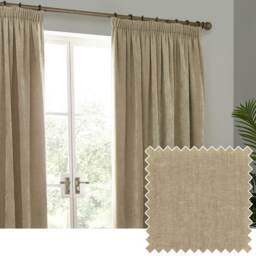 Yard Heavy Chenille Velvet Natural Pencil Pleat Curtains (W)229cm x (D)183cm Multi