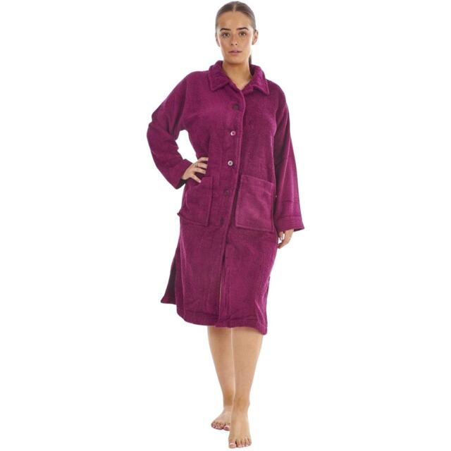 Keanu Womens/Ladies Button-Down Cotton Towel Purple Aubergine 8-10 UK 1