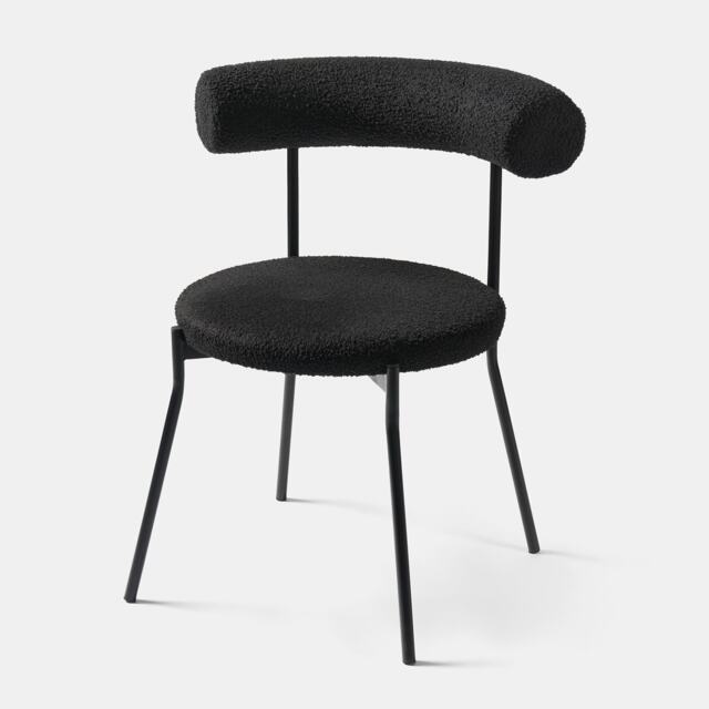 OHS Boucle Accent Dining Chair Padded Seat with Metal Legs Black