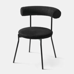 OHS Boucle Accent Dining Chair Padded Seat with Metal Legs Black