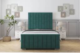 "Sloomy California Emerald Plush Bed Frame With 50"" Upholstered Headboard 2'6 Small Single"