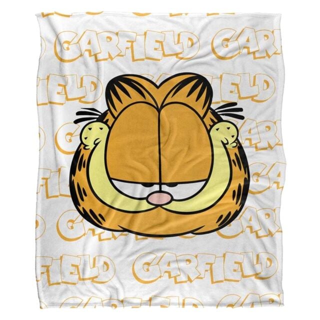 Garfield Silky Sketch Name Repeat Supersoft Blanket White White/Yellow One Size 1