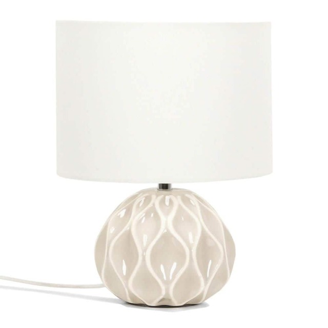 ValueLights Luca Ceramic Textured Cream Table Lamp Cream Shade