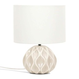 ValueLights Luca Ceramic Textured Cream Table Lamp Cream Shade