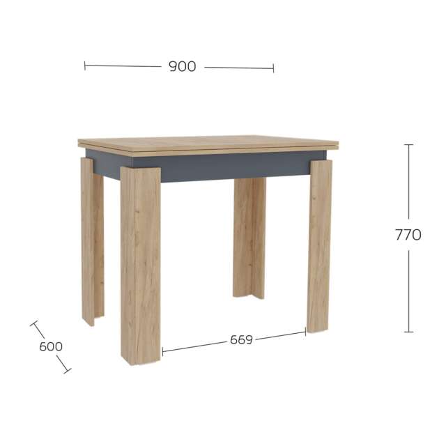 Shefa Line Family 90-120 Dining Table Gold Craft Oak - Anthracite (1 Box )