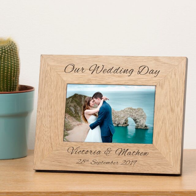 Personalised Our Wedding Day Wood Picture Frame 6 x 4 Wedding Couple