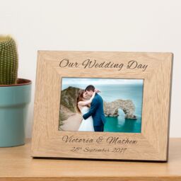 Personalised Our Wedding Day Wood Picture Frame 6 x 4 Wedding Couple