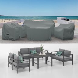 Covers&All Patio Furniture Conversation Set Cover, 5 Piece Outdoor Furniture Covers, 1 Sofa Cover, 73 in W x 26 in D x 32 in H, Charcoal Gray