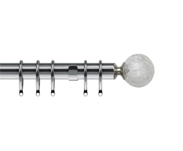25-28mm Crash End Satin Silver Metal Curtain Pole Set 170 - 300cm Silver Silver