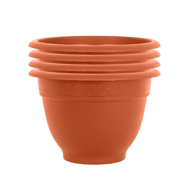Wham Bell Pot 4 x 44cm Round Plastic Garden Planters Orange Terracotta