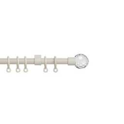 13 - 16mm Cream Crystal Ball Metal Curtain Pole Set 150-280cm Cream Cream