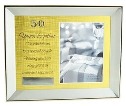 Juliana Brushed Silver Plated Photo Frame Verse & Plaque - 50 Years Together