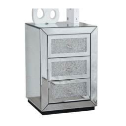Diamond Crystal Mirrored 3 Drawer Bedside Table