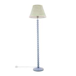 ValueLights Bobbles Blue Bobbin Floor Lamp Pink Aztec Pleat Shade Blue