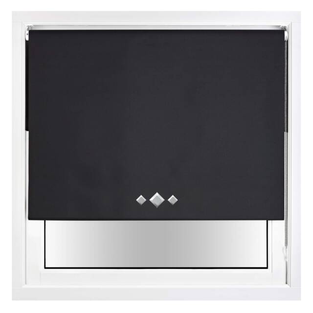 Blackout Roller Blind Diamond Eyelet Metal Fittings Black Black