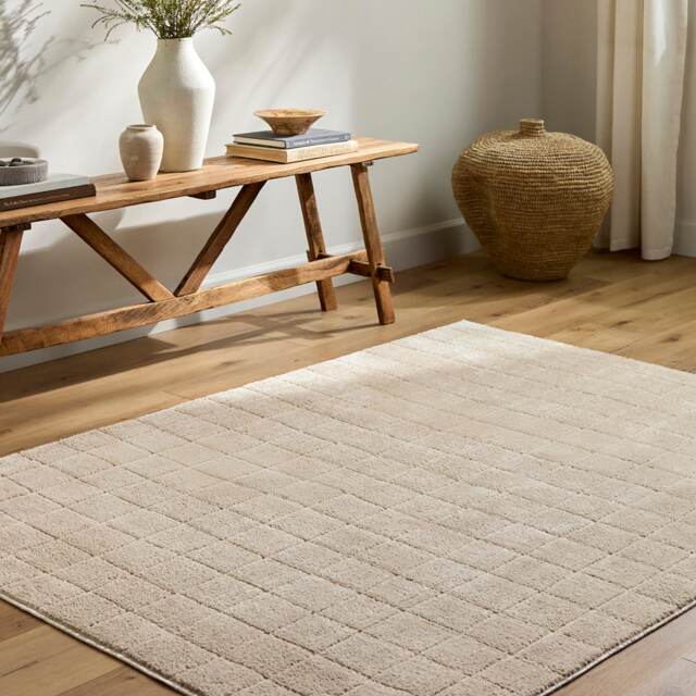 LIVABLISS Our Pnw Home Cascade-Modern Graphic High Pile Rug 200 x 275 cm Beige Brown