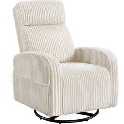 Yaheetech Corduroy Swivel Nursery Gliding Rocker Chair-Beige Cream Beige One Size 1