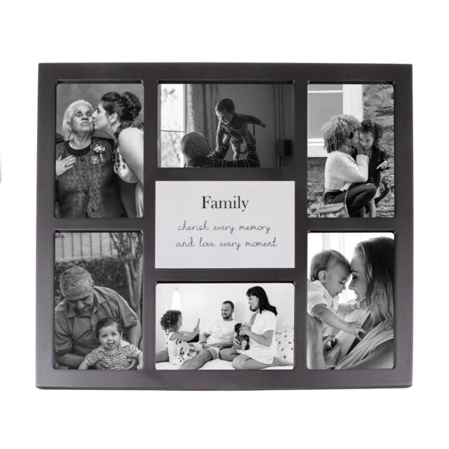 Modern Black Multi Collage Picture Frame with Family Wording and Cute Phrase Black One Size