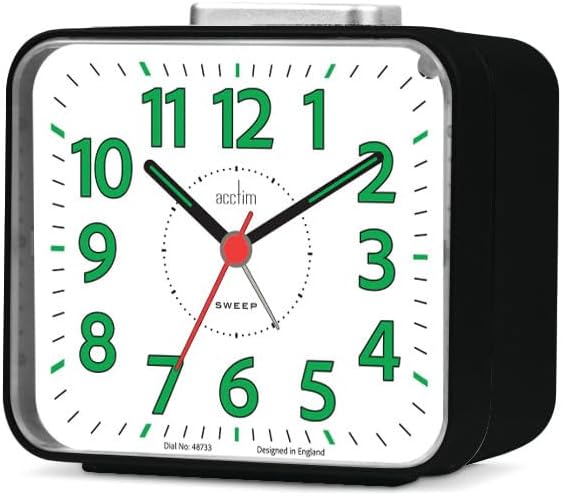 Acctim Parker Non-Ticking Sweep Loud Bell Alarm Clock Black Black