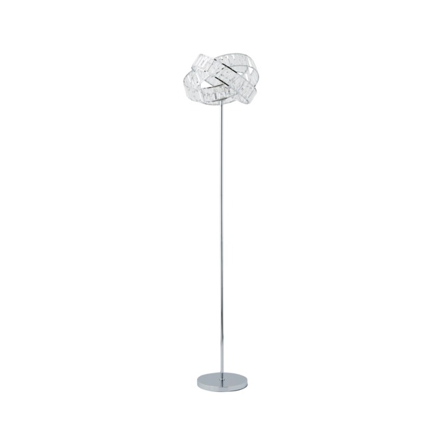 ValueLights Hudson Chrome Clear Acrylic Jewel Intertwined Ring Floor Lamp