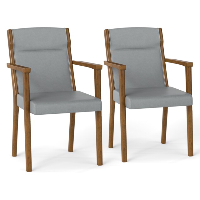 COSTWAY Modern Dining Chairs Set of 2 Upholstered Wooden Accent Chairs