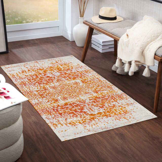 LIVABLISS Harput-Vintage Traditional Boho Rug 80 x 150 cm Grey Blue Orange White