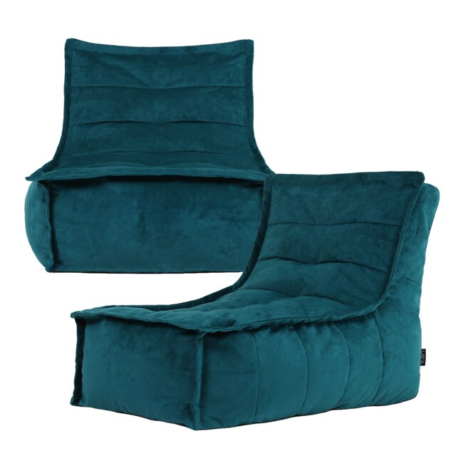 Dolce Large Beanbag Lounger Velvet Teal Set of 2